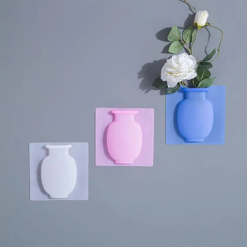 Creative Magic Vase Soft Wall Hanging Vase Bathroom Wall Vase Refrigerator Decal Bottle Water Culture Flower Silicone Vase
