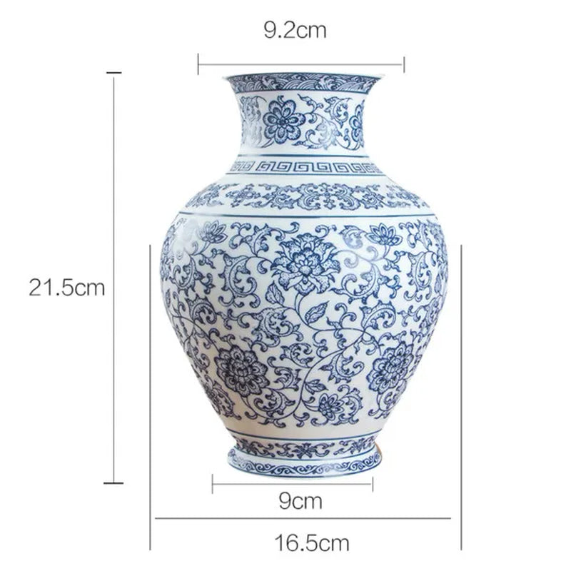 No Glazed Blue and White Porcelain Vases Interlocking Lotus Design Flower Ceramic Vase Home Decoration Jingdezhen Flower Vases
