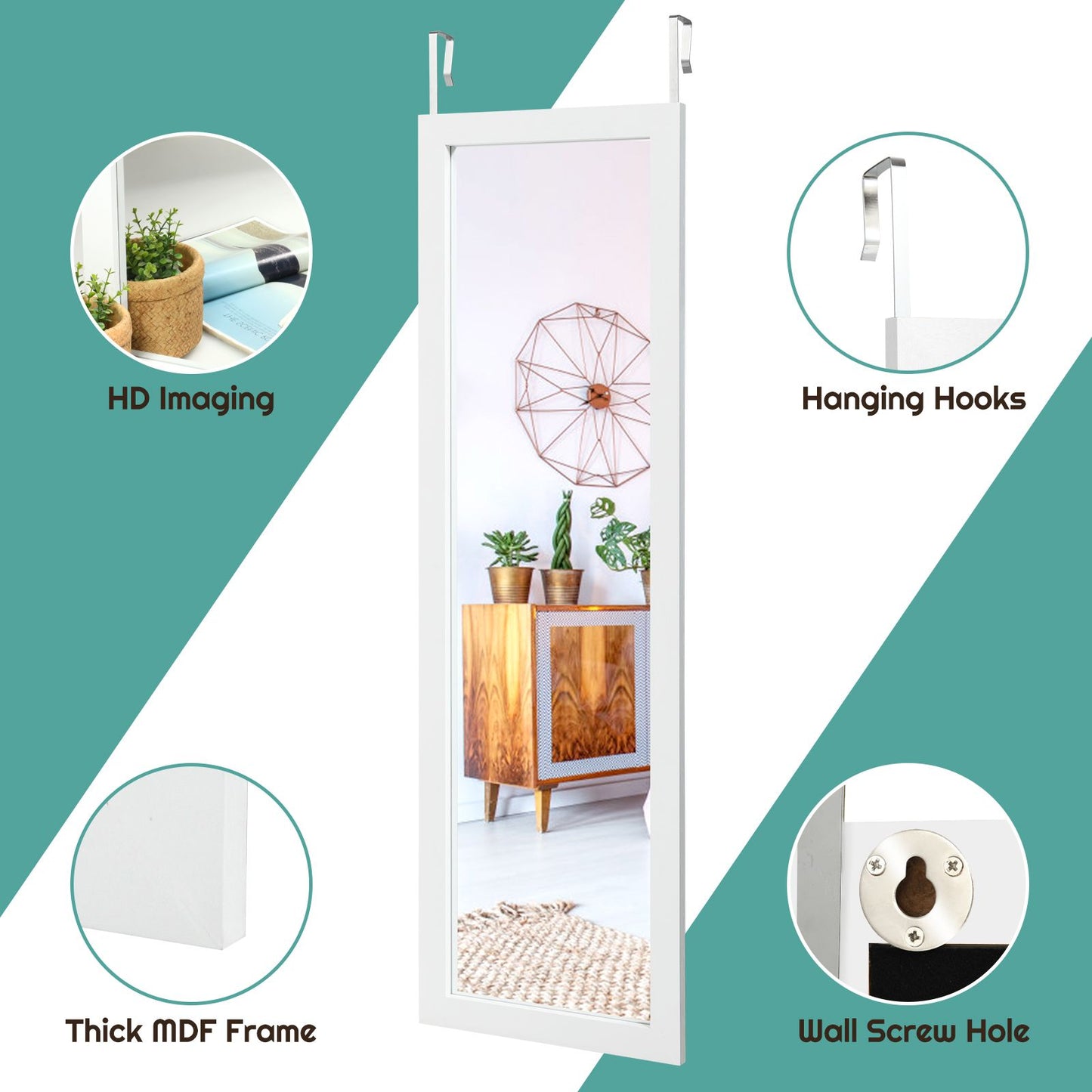 Full Body Mirror Wall Mounted Dressing Mirror for Bedroom