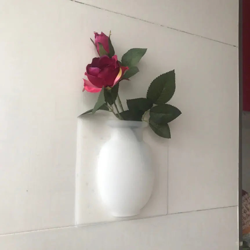 Creative Magic Vase Soft Wall Hanging Vase Bathroom Wall Vase Refrigerator Decal Bottle Water Culture Flower Silicone Vase