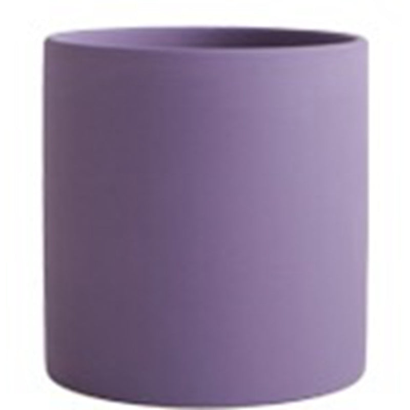 Nordic Industrial Style Colorful Ceramic Flowerpot Succulent Planter Green Plants Cylindrical Shape Flower Pot with Hole Tray