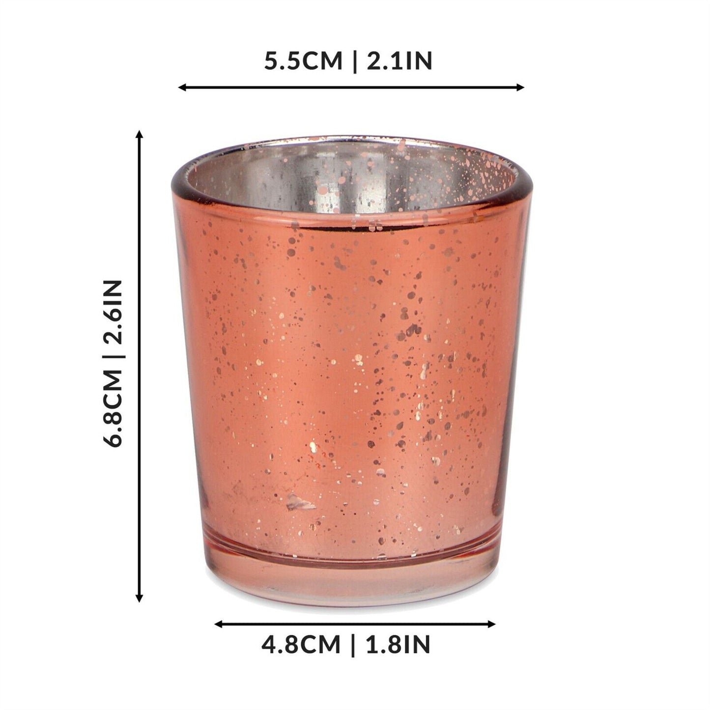 Speckled Tea Light Holders Set of 12 Rose Gold Stylish Glass Candle Holders| M&W