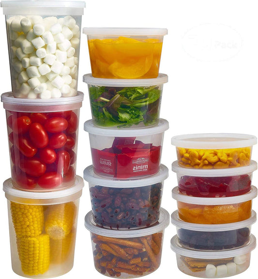 Food Storage Containers with Lids 8Oz, 16Oz, 32Oz Freezer Deli Cups Combo Pack, 70 Sets Bpa-Free Leakproof round Clear Takeout Container Meal Prep Microwavable (70 Sets - Mixed Sizes)
