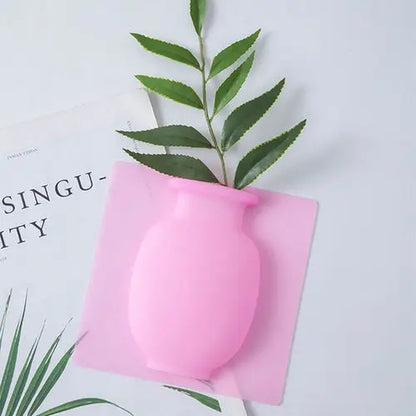 Creative Magic Vase Soft Wall Hanging Vase Bathroom Wall Vase Refrigerator Decal Bottle Water Culture Flower Silicone Vase