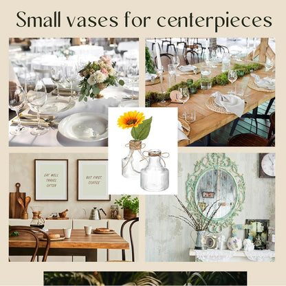 Small Plastic Flower Bud Vases Aesthetic Centerpieces Decorative Cylinder Vase Bulk for Wedding Home Table Decorations Flower