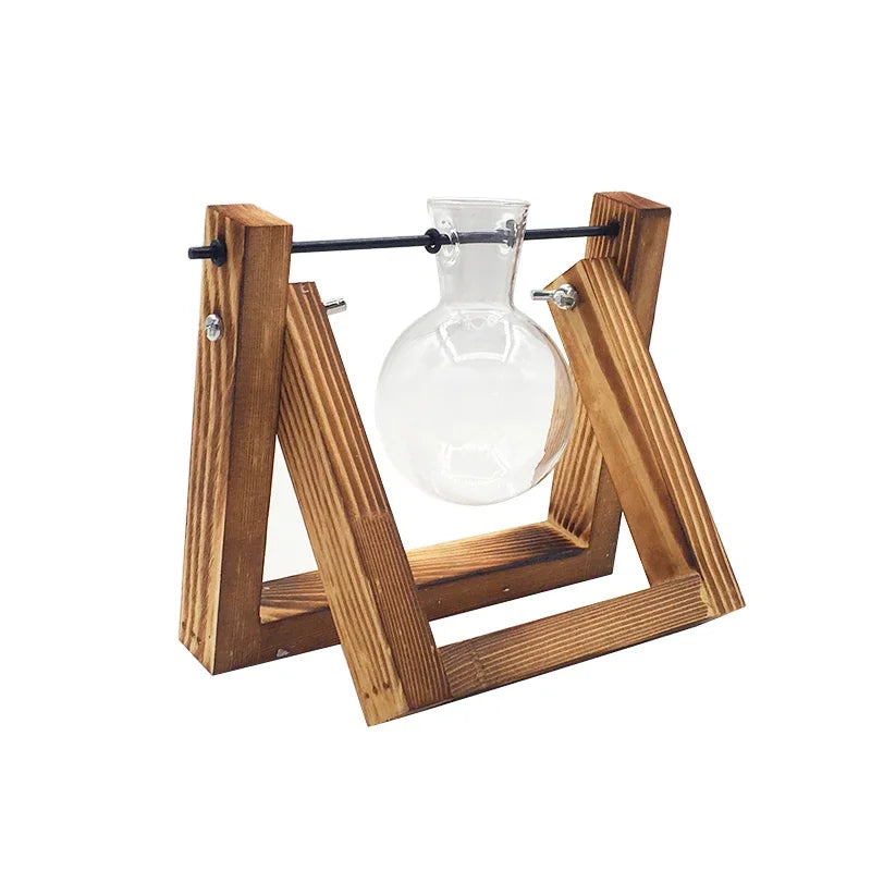 Terrarium Creative Hydroponic Plant Transparent Vase Wooden Frame Vase Decoratio Glass Tabletop Plant Bonsai Decor Flower Vase