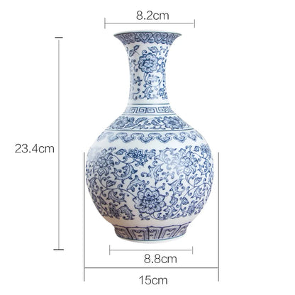 No Glazed Blue and White Porcelain Vases Interlocking Lotus Design Flower Ceramic Vase Home Decoration Jingdezhen Flower Vases