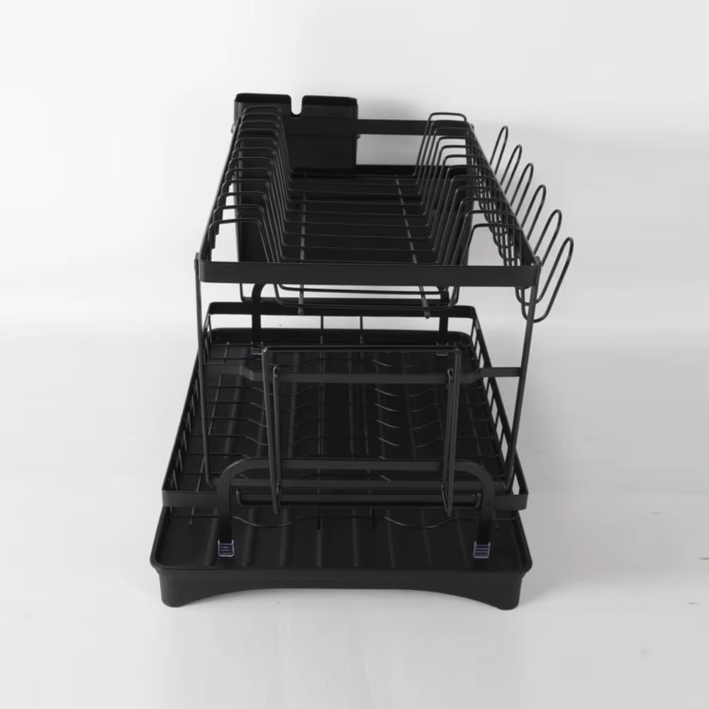 2 Tier Dish Drying Rack Dish Drainer Drying Rack with Drainer and Kitchen Countertop Utensil Holder Dish Drainer for Dish&Cup