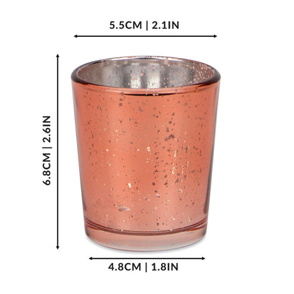 Speckled Tea Light Holders Set of 12 Rose Gold Stylish Glass Candle Holders| M&W